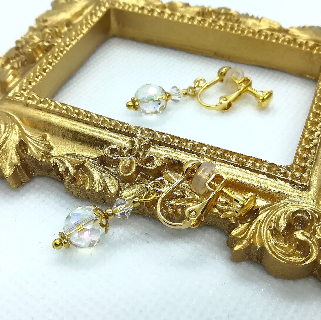送料込=クォーツ(水晶)☆イヤリング(ピアスに変更可)