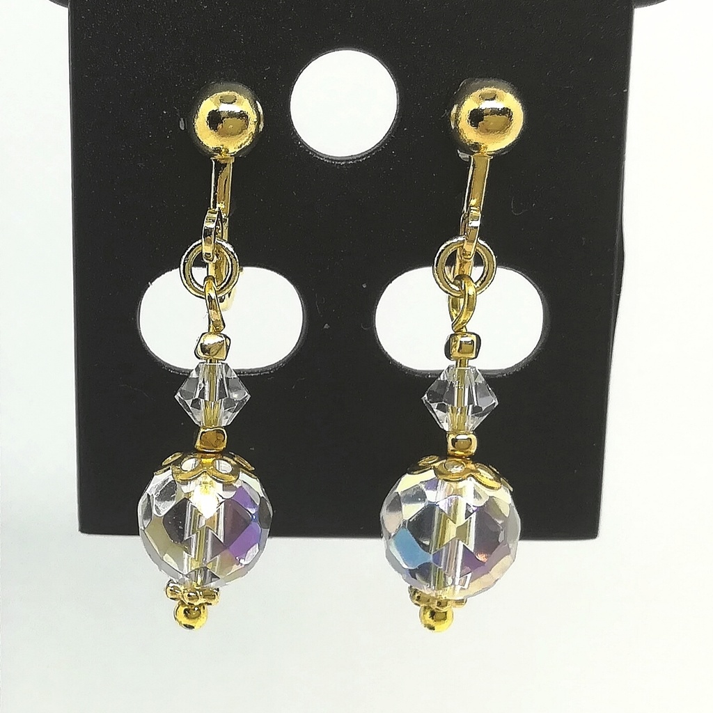 送料込=クォーツ(水晶)☆イヤリング(ピアスに変更可)