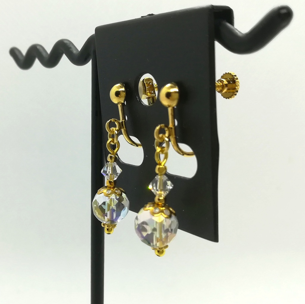 送料込=クォーツ(水晶)☆イヤリング(ピアスに変更可)