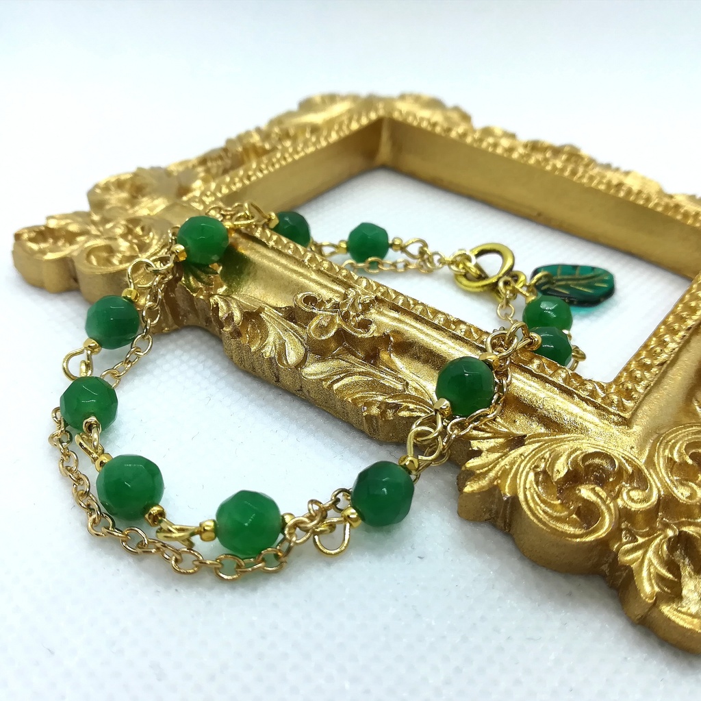 送料込=緑の天然石☆ブレスレット