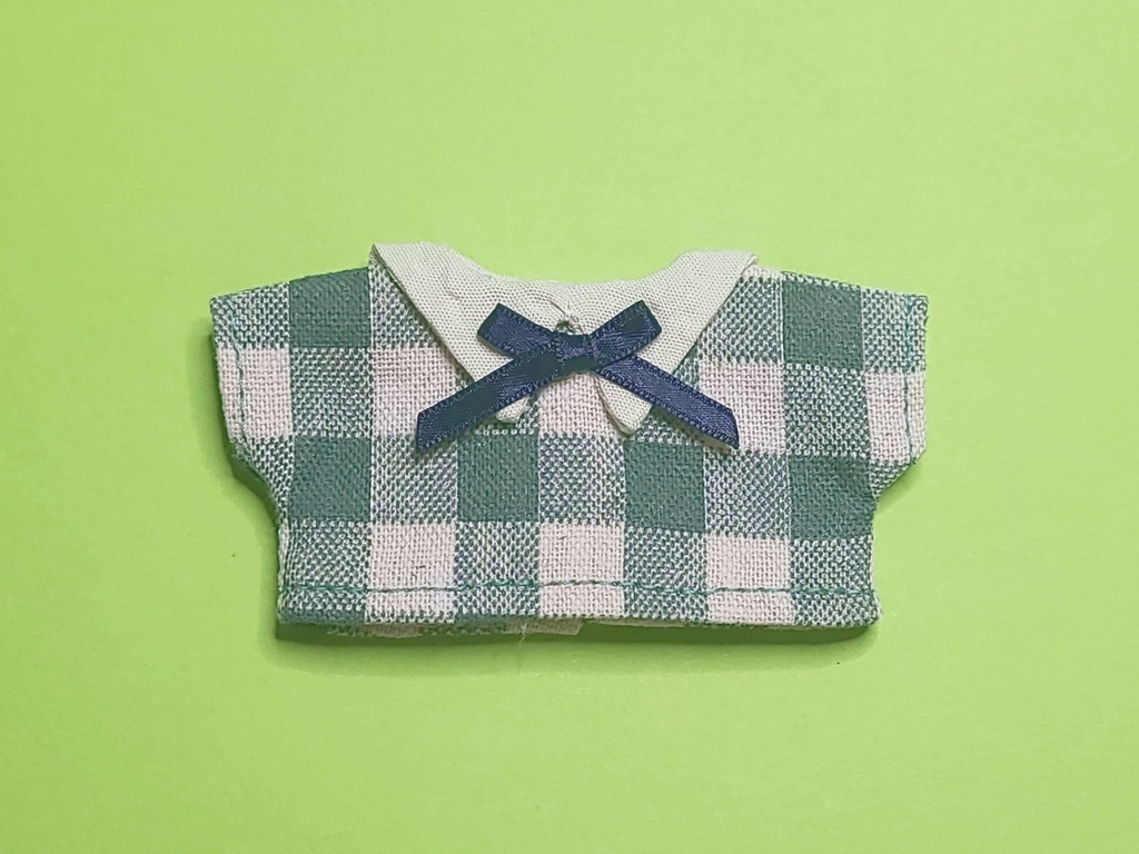 ちまろぬい用　緑ギンガムチェックのシャツ