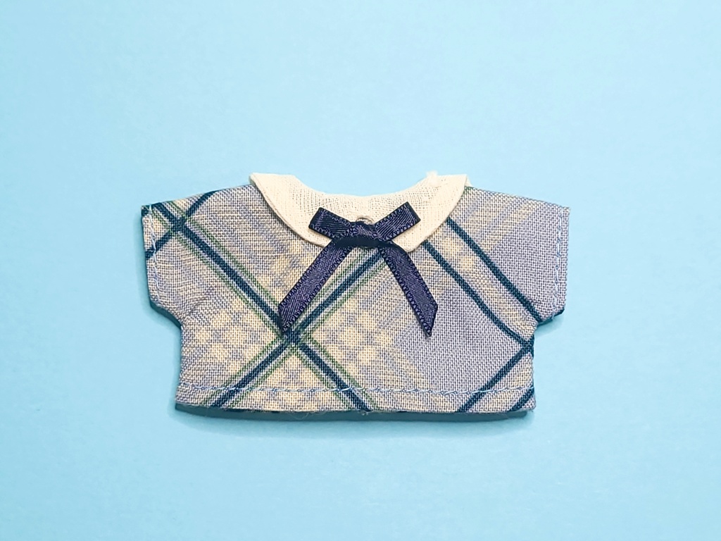 ちまろぬい用　水色チェックのシャツ