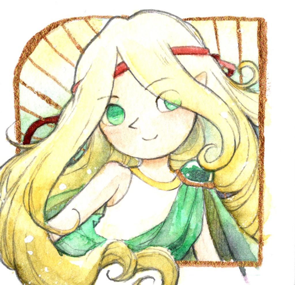 9×9サイズ 水彩ミニ原画 ポップンミュージック