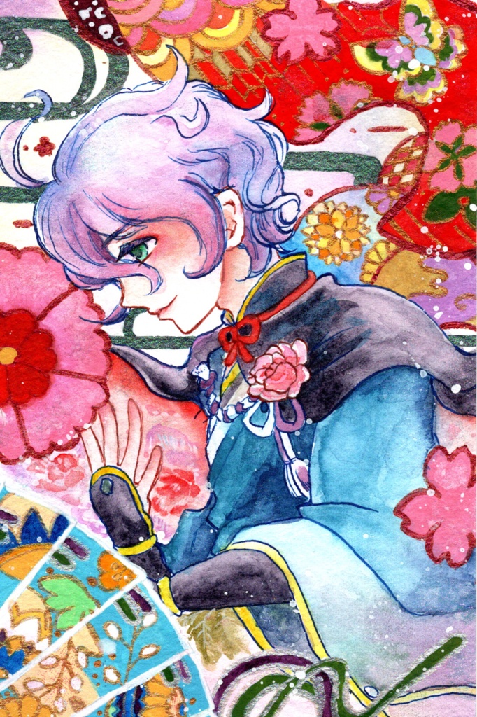 歌仙兼定　【はがきサイズ　水彩原画】