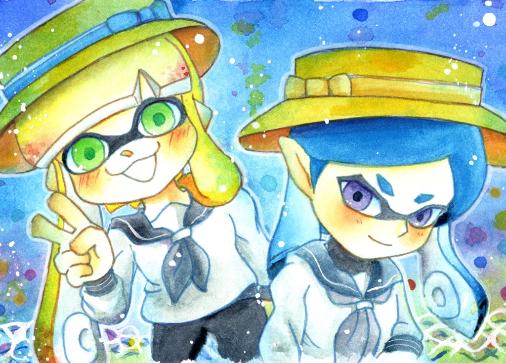 インクリング【2L版サイズ額装　透明水彩原画】