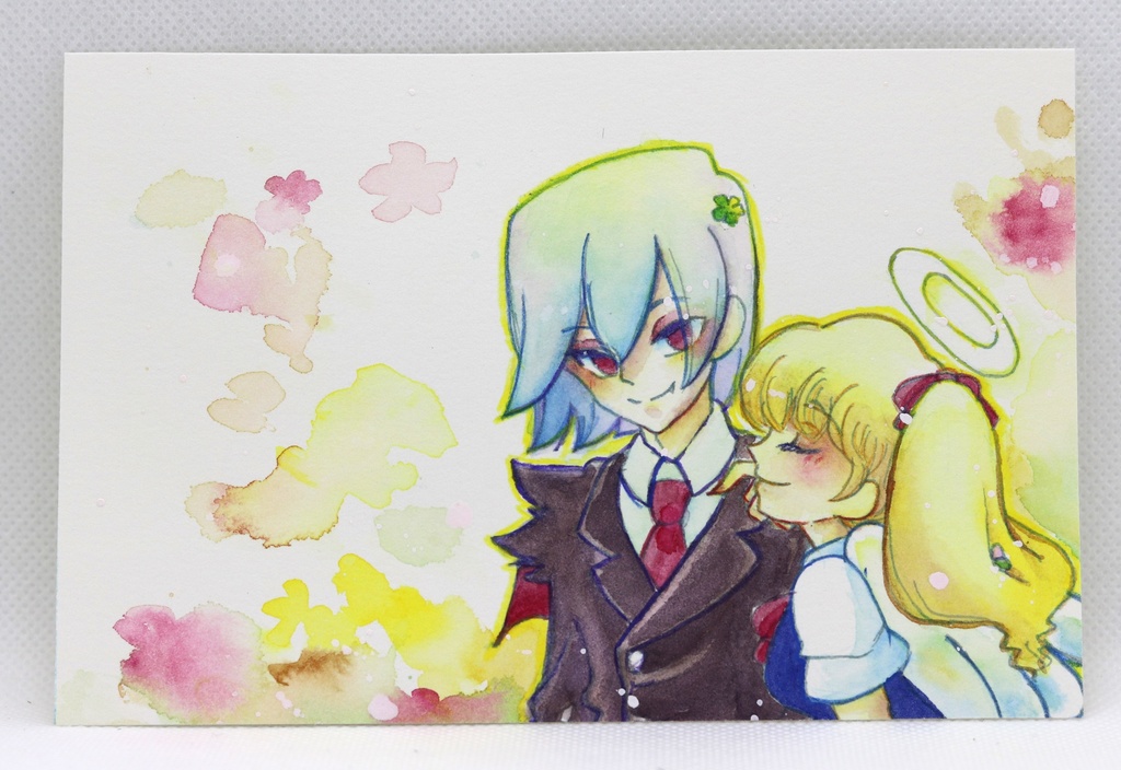 ユーリとポエット【はがきサイズ 水彩原画】