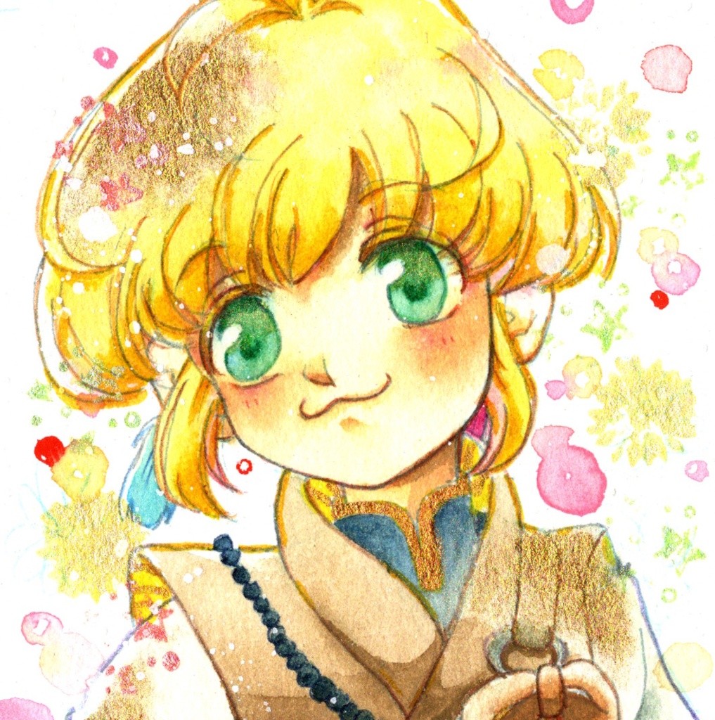 太閤左文字【9×9サイズ　水彩原画】