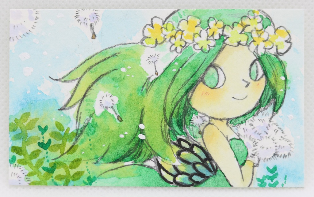 ワンコイン名刺サイズ水彩原画 【500円】