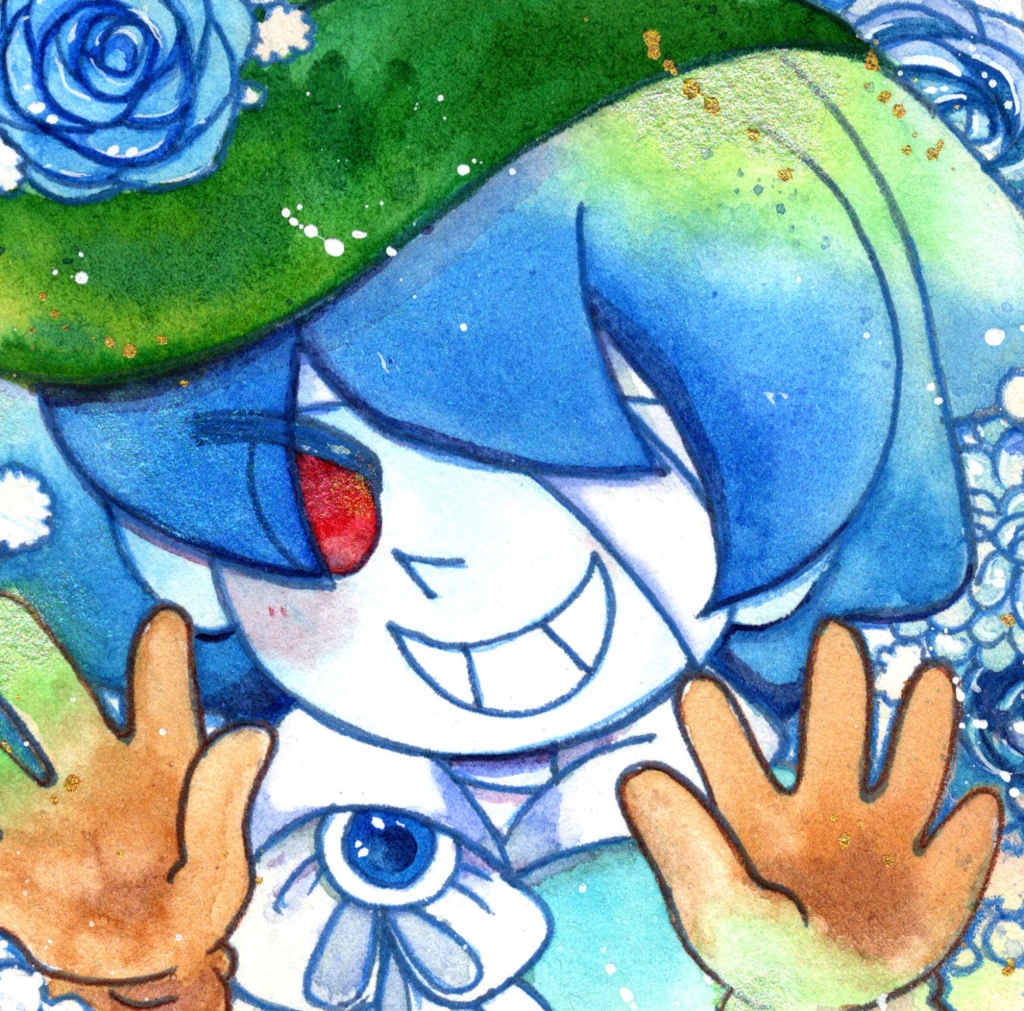 スマイル【9×9サイズ 水彩原画】