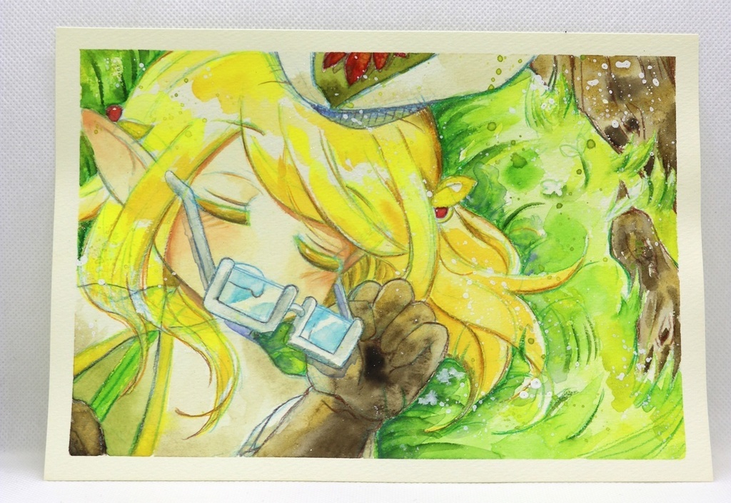エルフ耳の青年【SMサイズ 透明水彩原画】