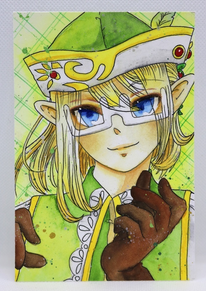 エルフ耳の青年【はがきサイズ 水彩原画】