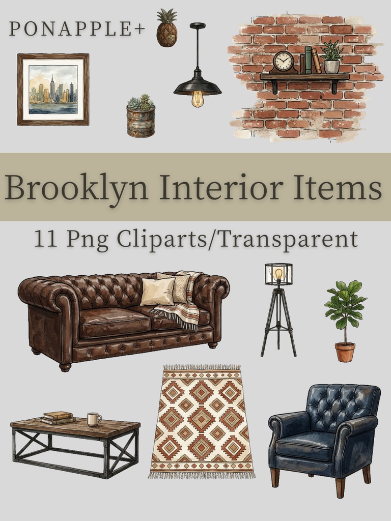 Brooklyn Interior Items – 11 PNG Cliparts