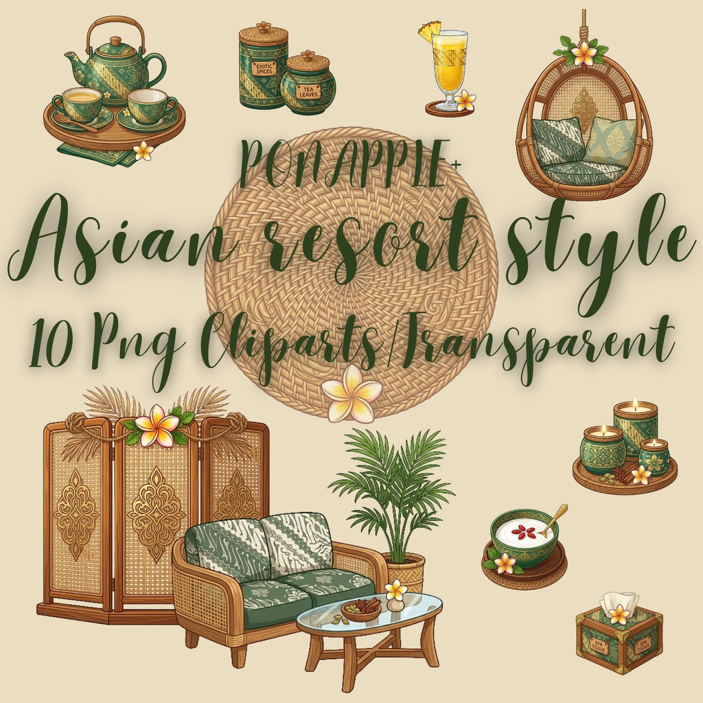 Asian Resort Style - 10 PNG Cliparts