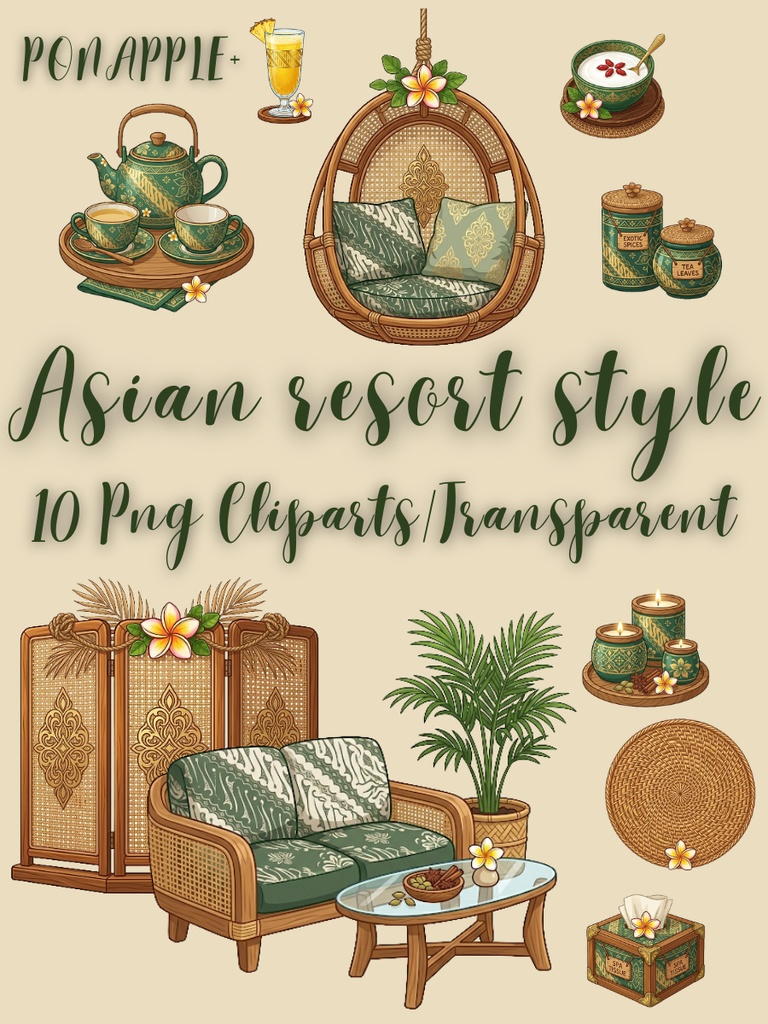 Asian Resort Style - 10 PNG Cliparts