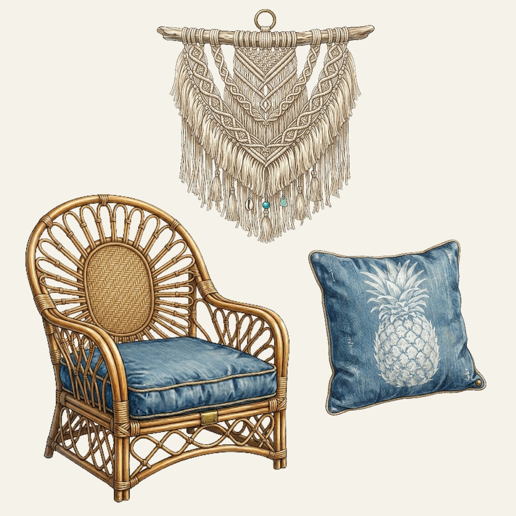 Vintage Coastal Decor - 12 PNG Cliparts