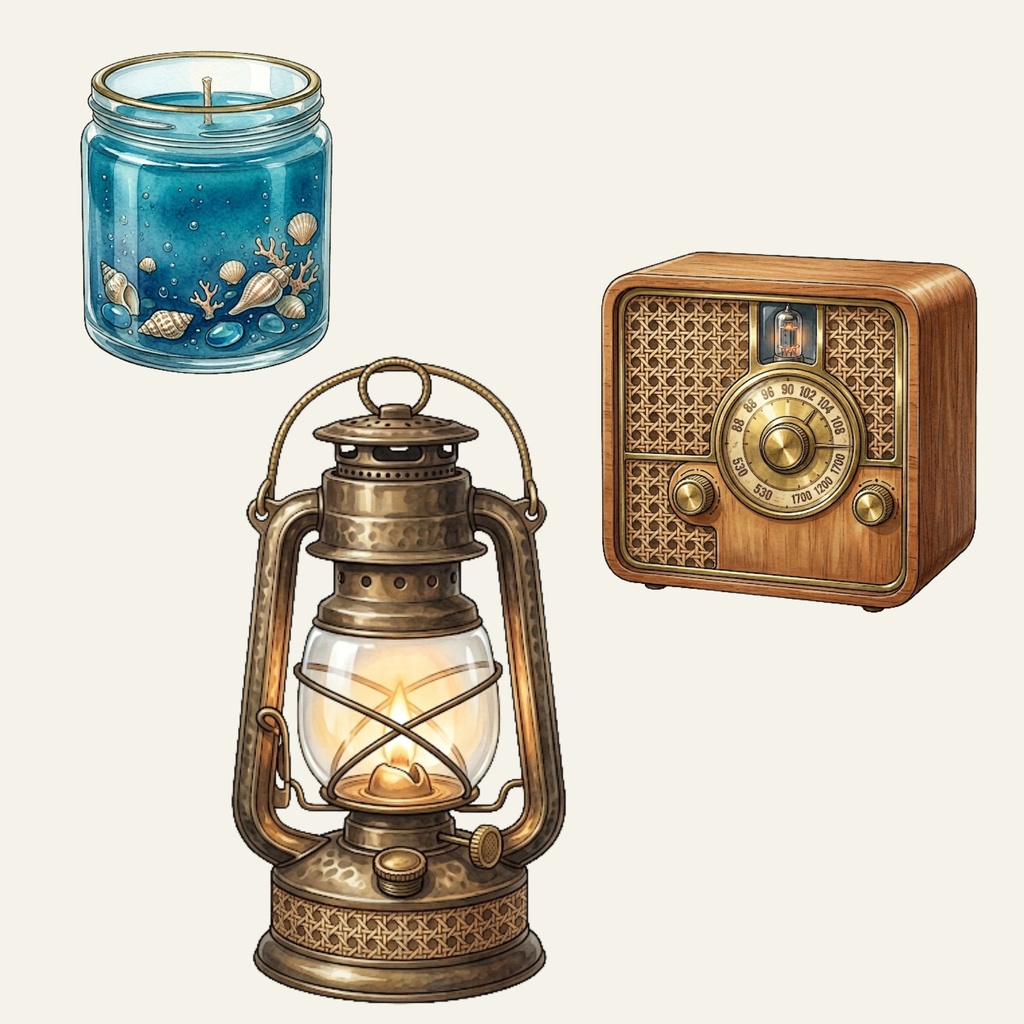Vintage Coastal Decor - 12 PNG Cliparts