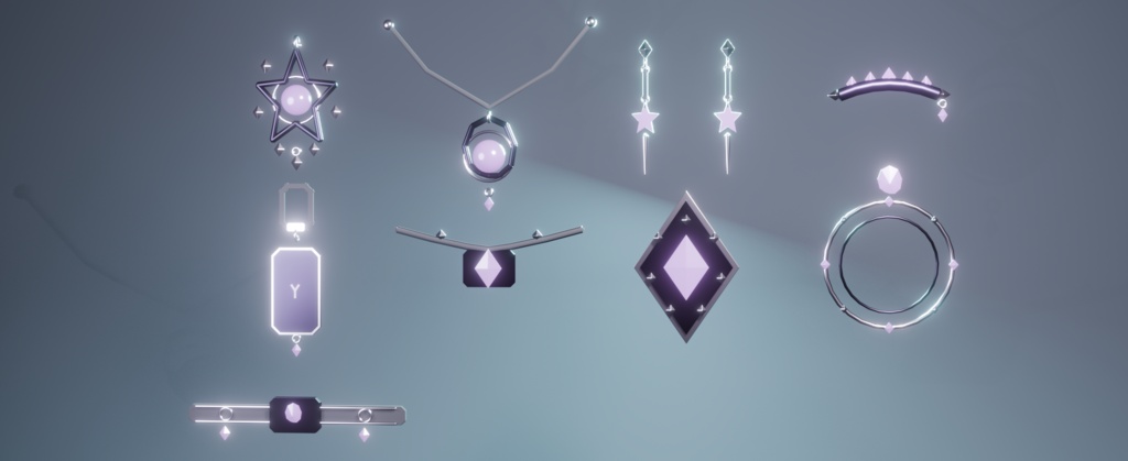 Lunaspark Set|VRChat向け 10点アクセサリーセット【PhysBone/揺れ物対応】