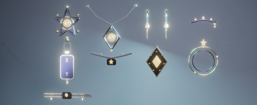 Zenihalo Kit|VRChat向け 10点アクセサリーセット【PhysBone/揺れ物対応】