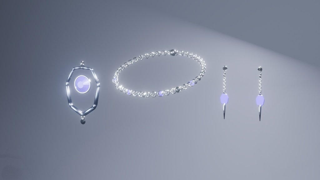 月雫の結晶|VRChat向け 4点アクセサリーセット【PhysBone設定済み】