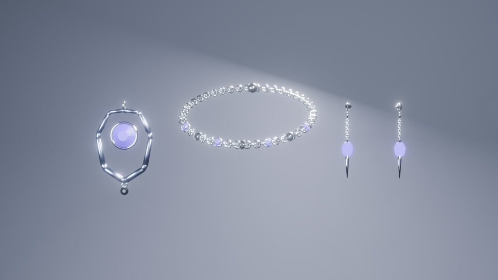 月雫の結晶｜VRChat向け 4点アクセサリーセット【PhysBone設定済み】