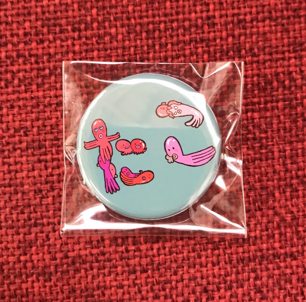 たこ 缶バッジ (32mm) 緑青