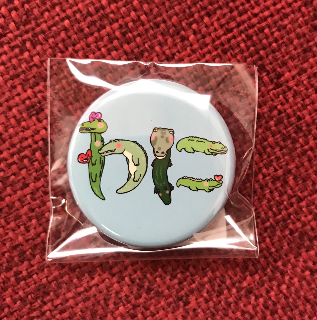 わに 缶バッジ (32mm) 水色