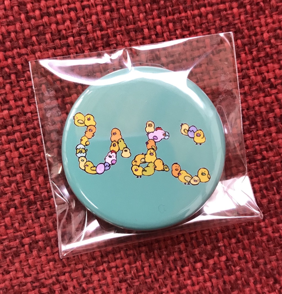 ひよこ 缶バッジ (32mm) 水色
