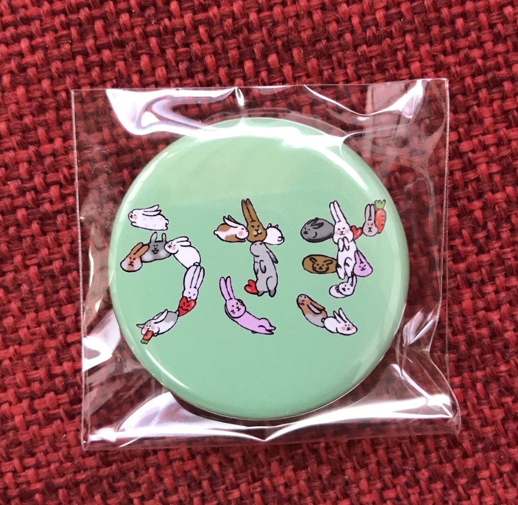 うさぎ 缶バッジ (32mm) 薄緑