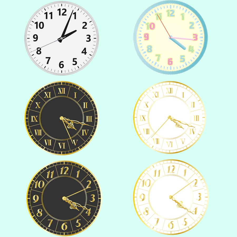 OBS用 アナログ時計セット / 光る時計 / 学校風 / ポップ / アンティーク