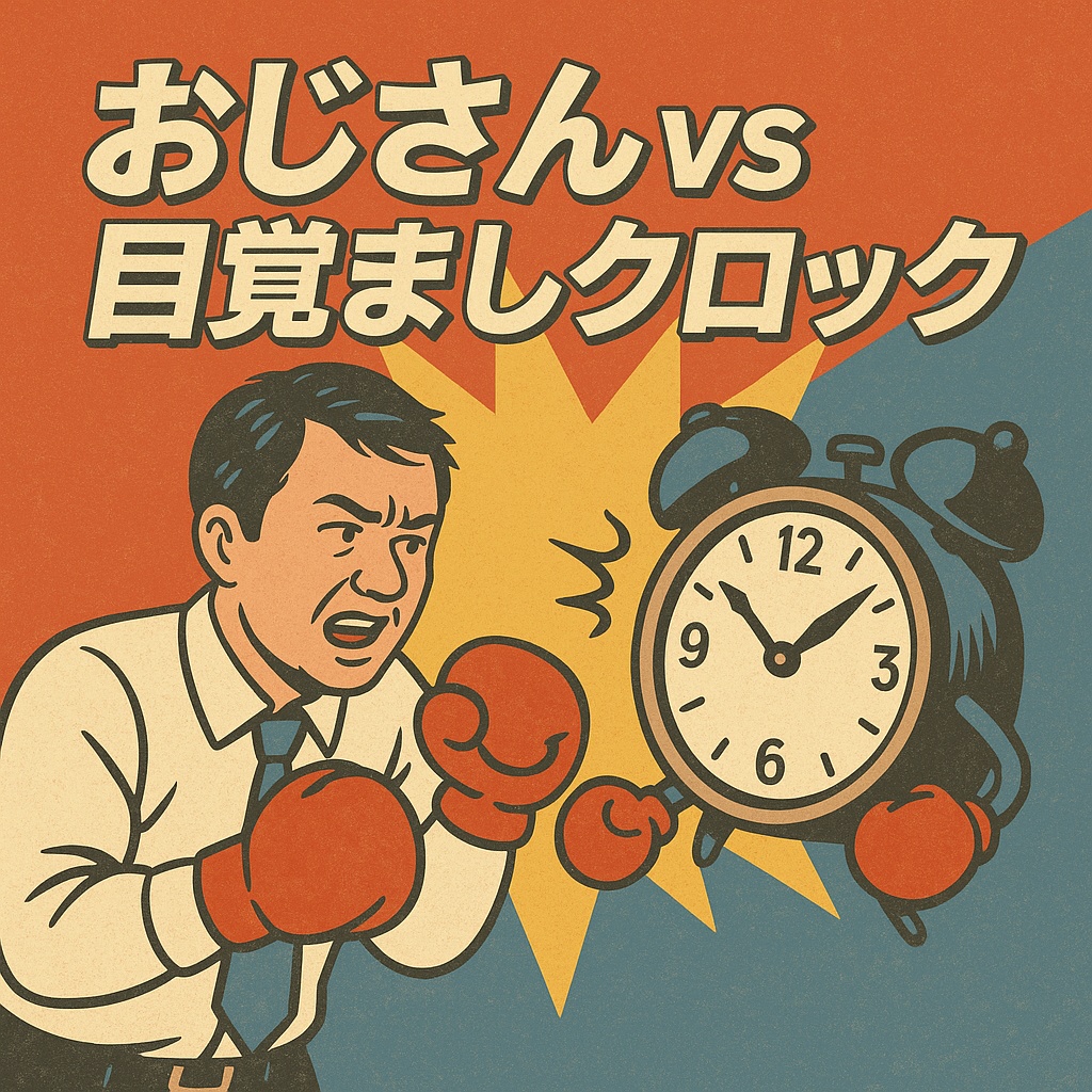 『おじさん vs 目覚ましクロック』― 枕より強敵!?40代おじさんの朝バトルソング ―