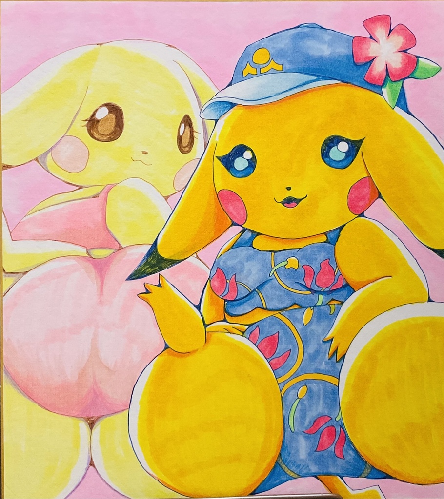 ぴかてう手描き色紙