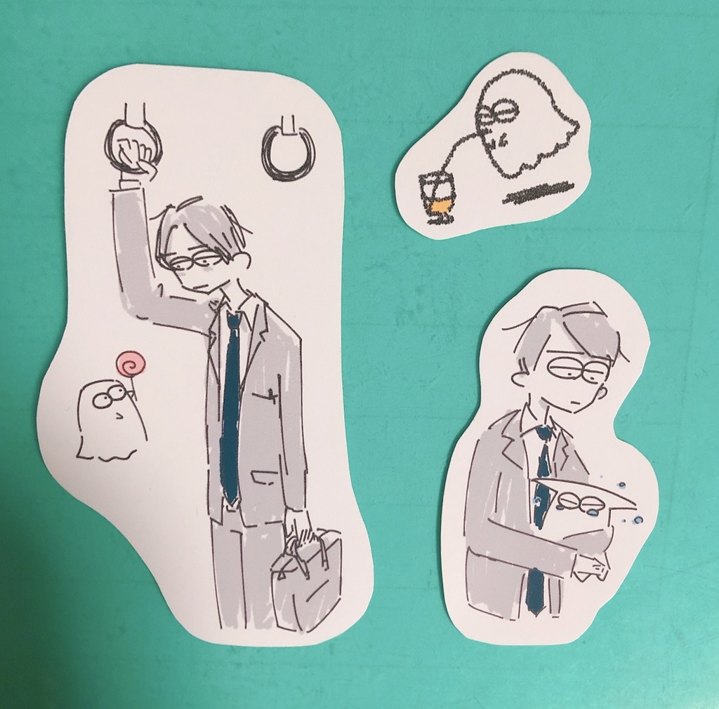 サラリーマンとおばけ/ステッカー&メンダコストラップ