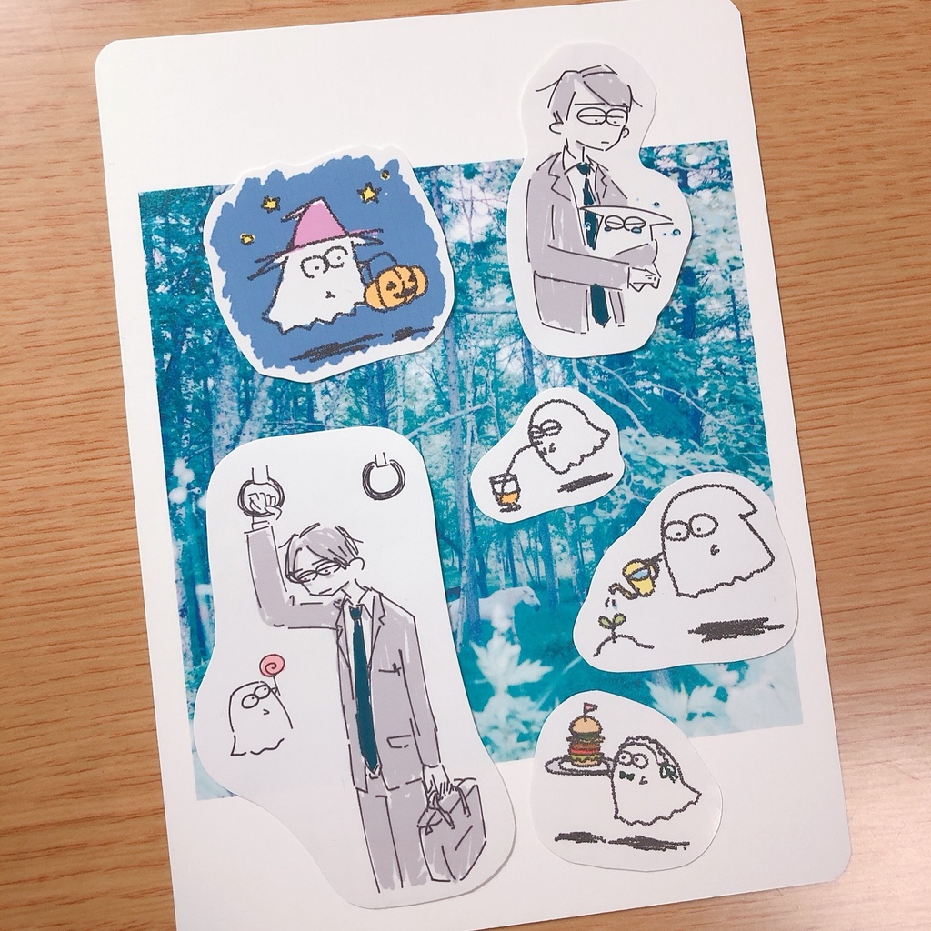 サラリーマンとおばけ/ステッカー&メンダコストラップ