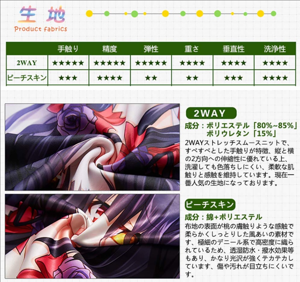 抱き枕 等身大 両面プリント ピロー 抱き枕カバー カスタム可能 2WAYトリコット