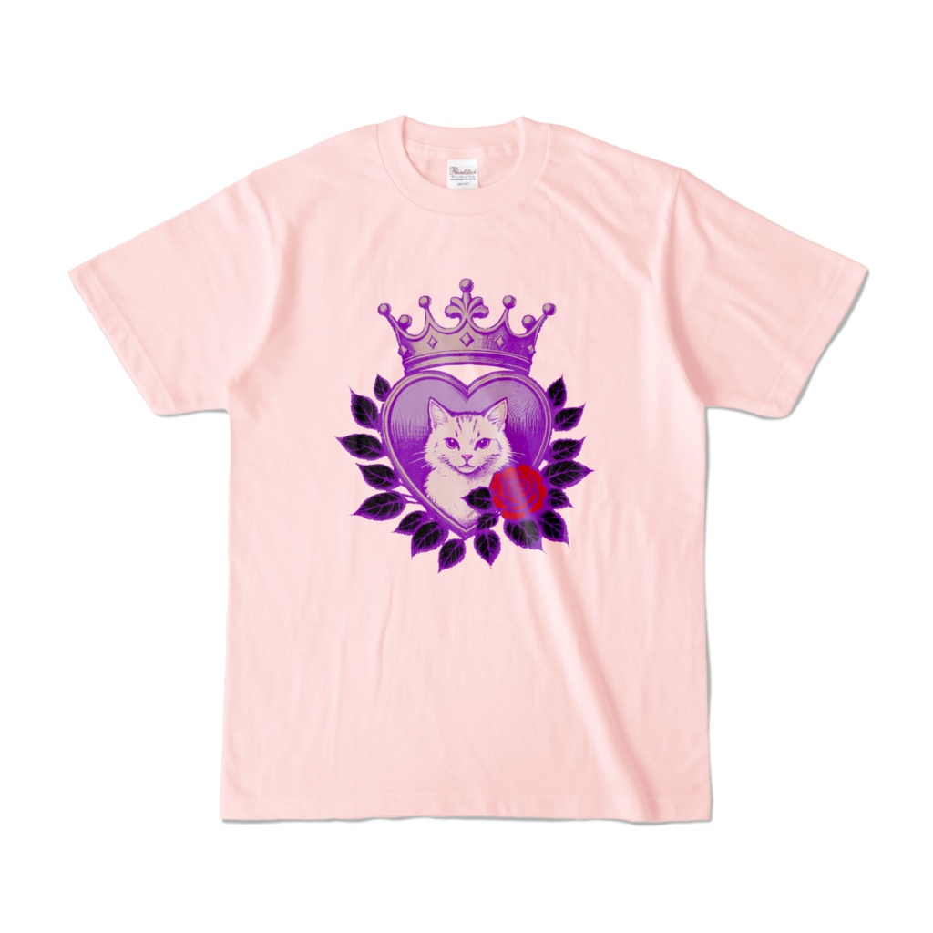 ロイヤル・キャット(紫)Tシャツライトピンク