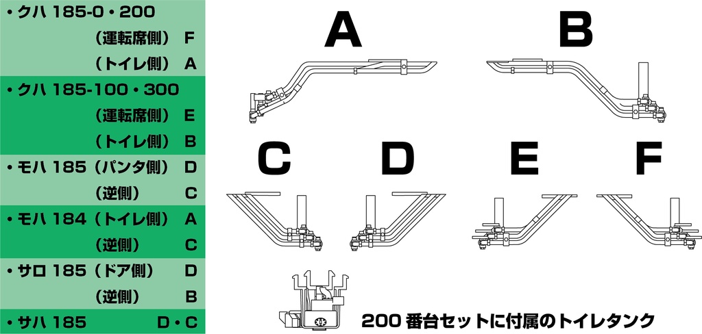 1/80 185系車端配管パーツ・トイレタンク