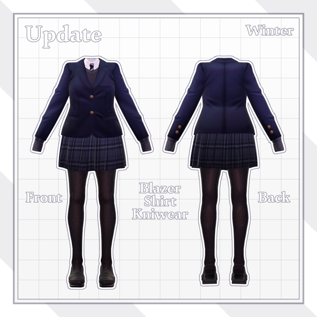 【アップデート】私立高校制服(夏冬)-SchoolUniform- (ソラハちゃん・つぼみちゃん用)
