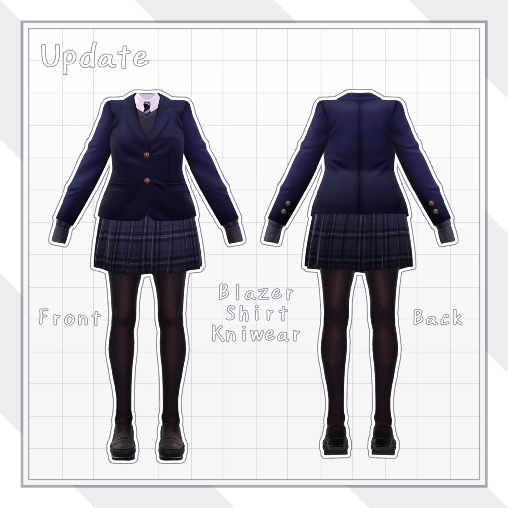 【アップデート】私立高校制服(夏冬)-SchoolUniform- (ソラハちゃん・つぼみちゃん用)