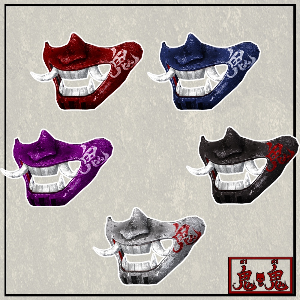 【3Dモデル】鬼面01 5色カラバリ有り