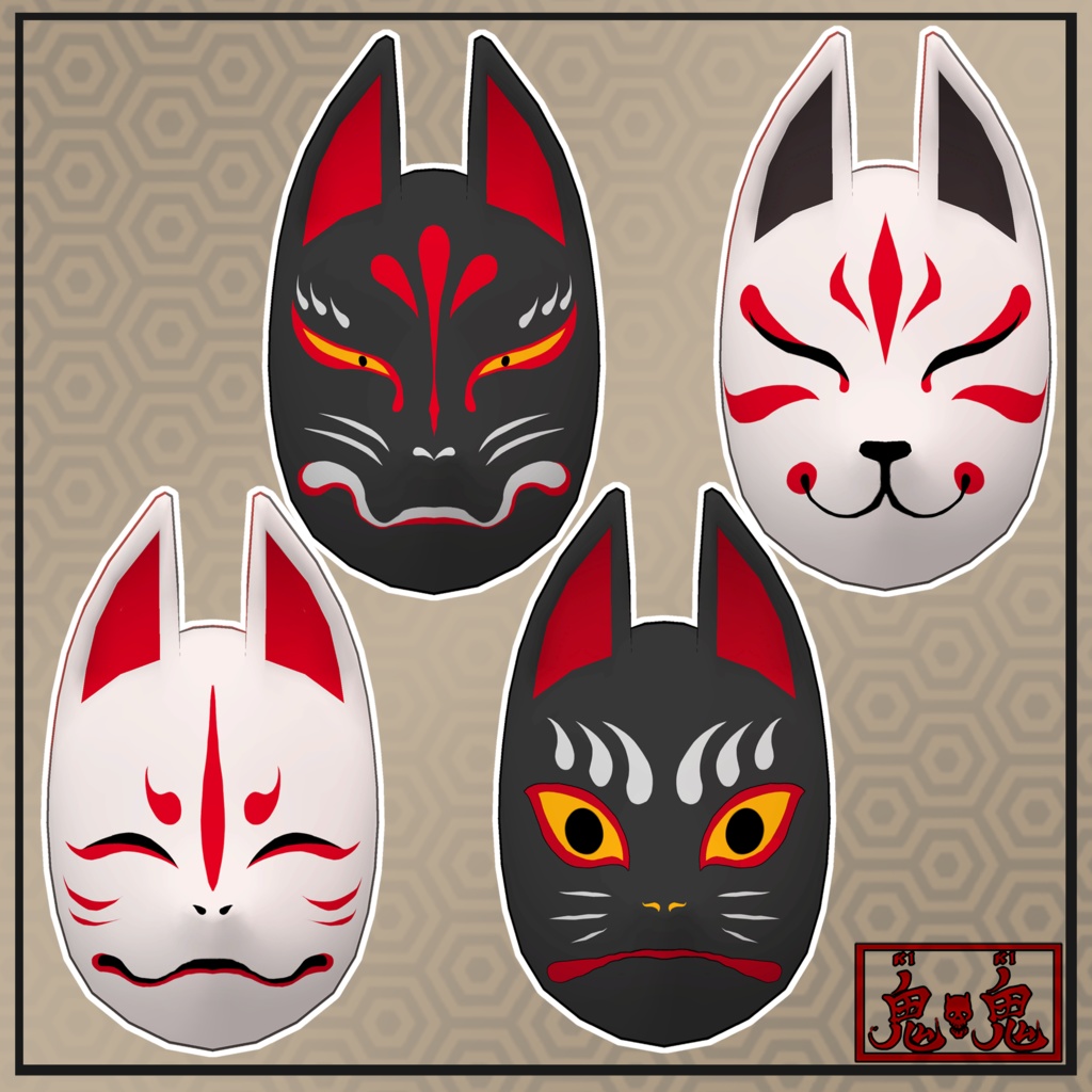 【3Dモデル】狐面02