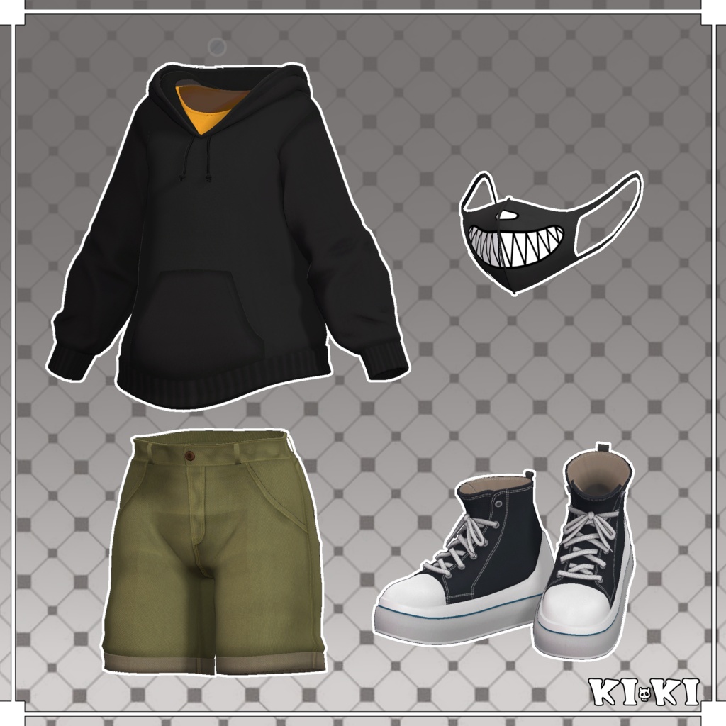 パーカー&ハーフパンツ【3D衣装】