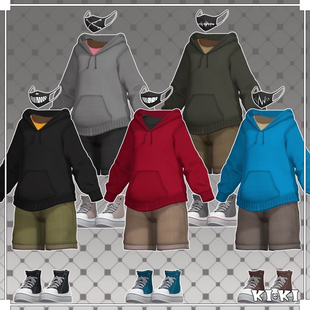 パーカー&ハーフパンツ【3D衣装】