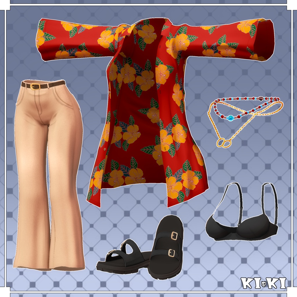 柄シャツ【3D衣装】