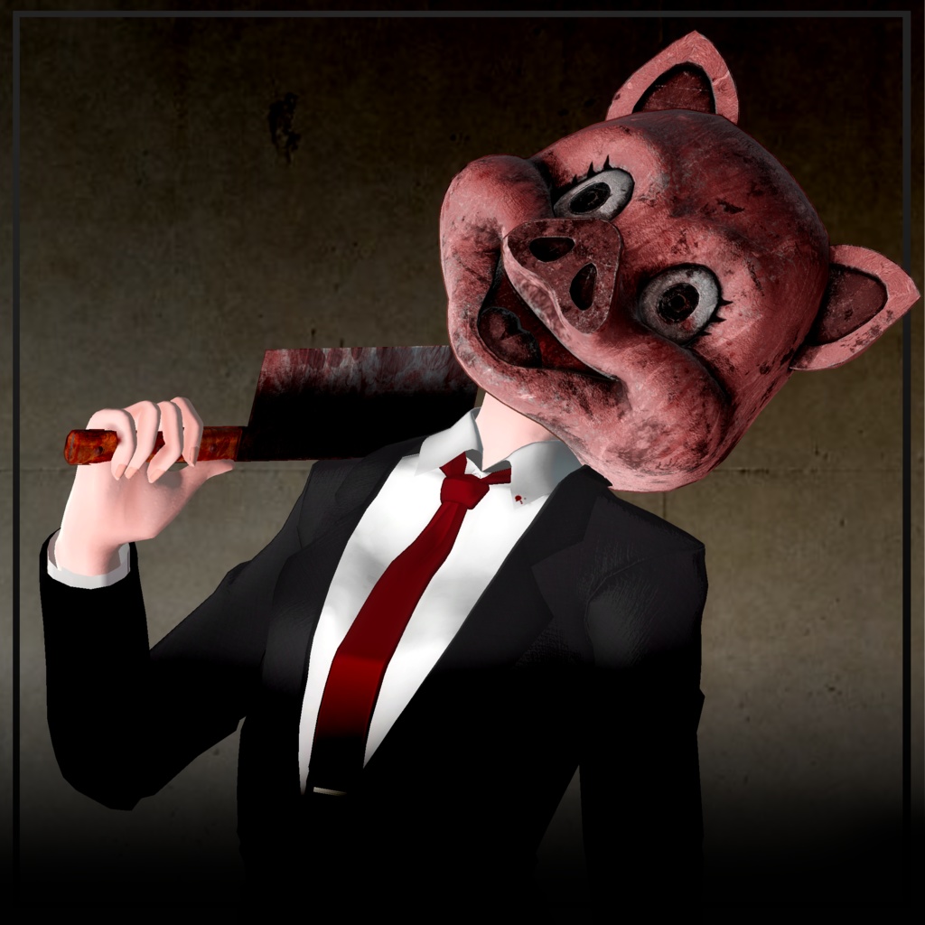 かわいいブタさん ケチャップ付いた包丁付き!