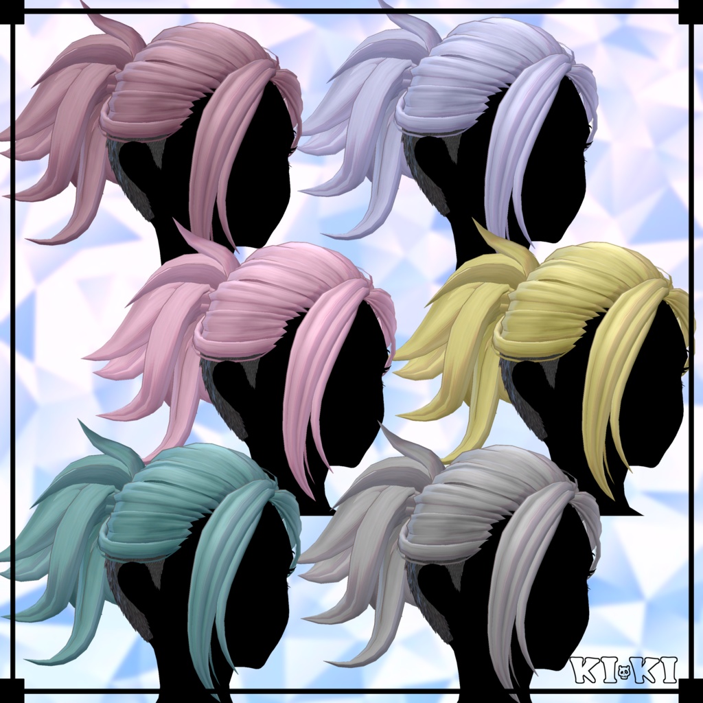 ツーブロック ポニーテール【3Dヘアモデル】