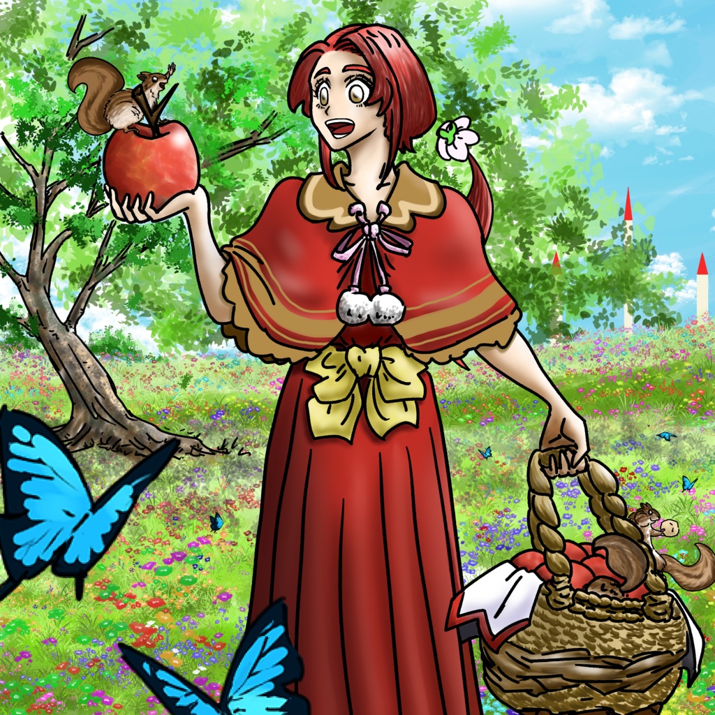 イラスト　「林檎姫とお花畑」