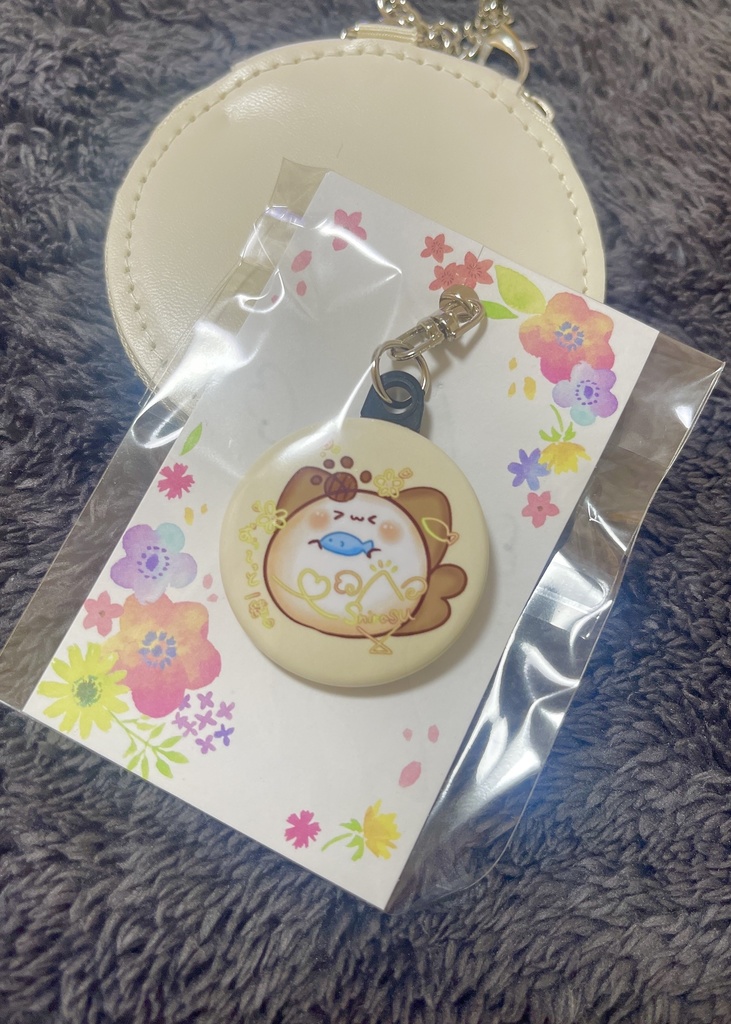 しらすの缶バッジキーホルダー NO.1おしらすロゴ