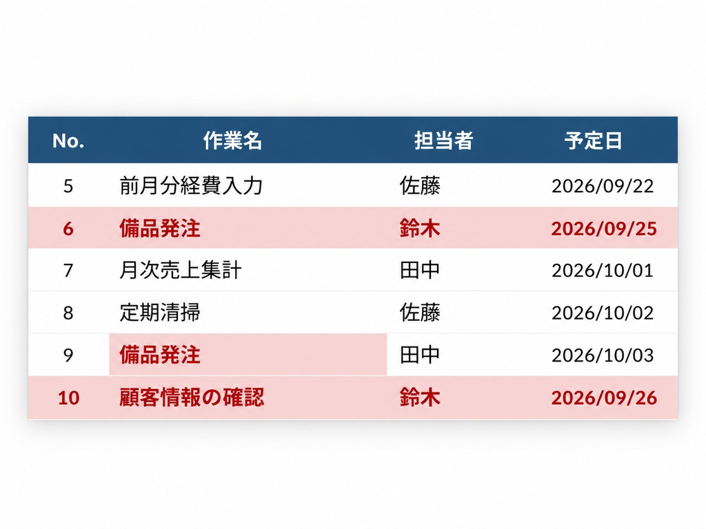 シンプルに使える 業務進捗チェックリスト Excelテンプレート