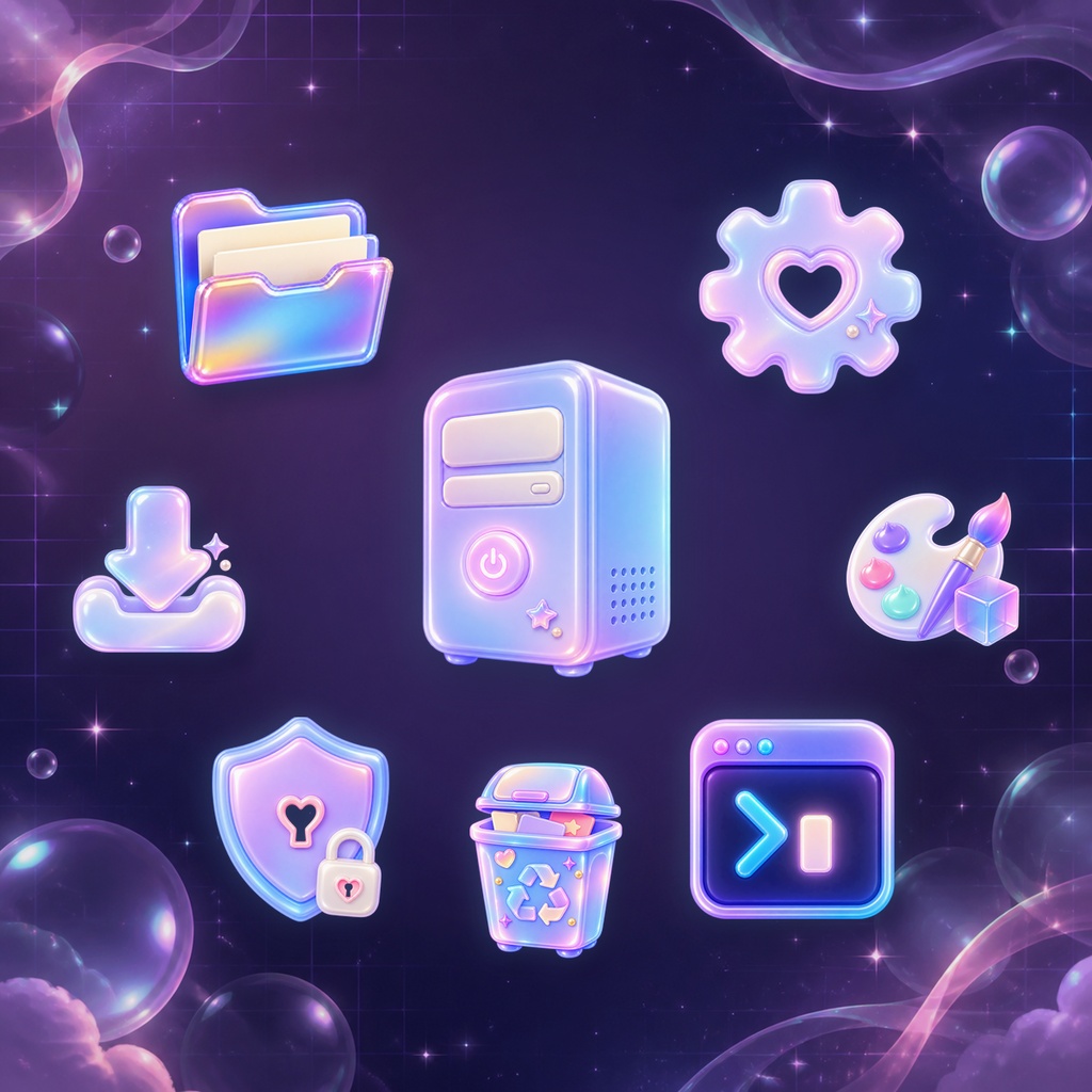 【無料】パステルかわいいPCアイコン30種|PNG・ICO|Windows向け