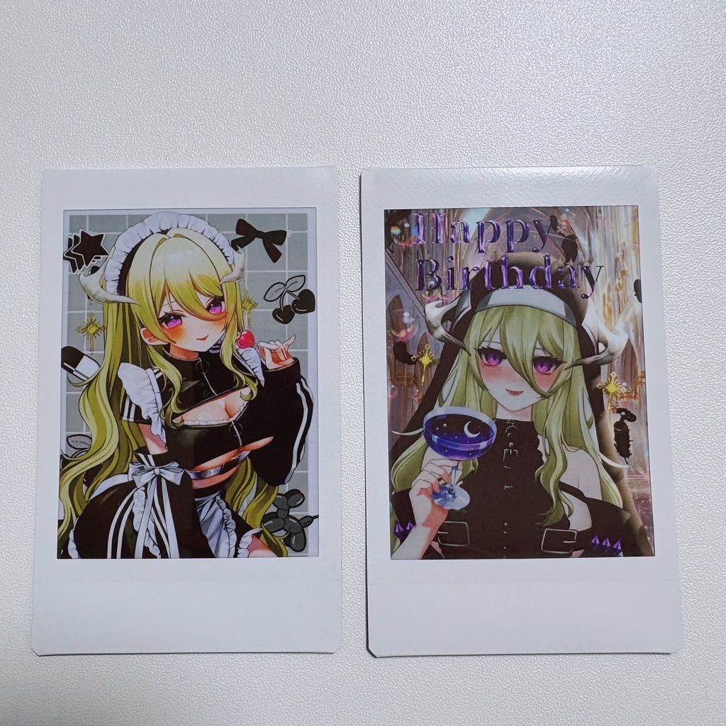 直筆サイン入りチェキ2枚セット(誕生日とメイドジャージ)